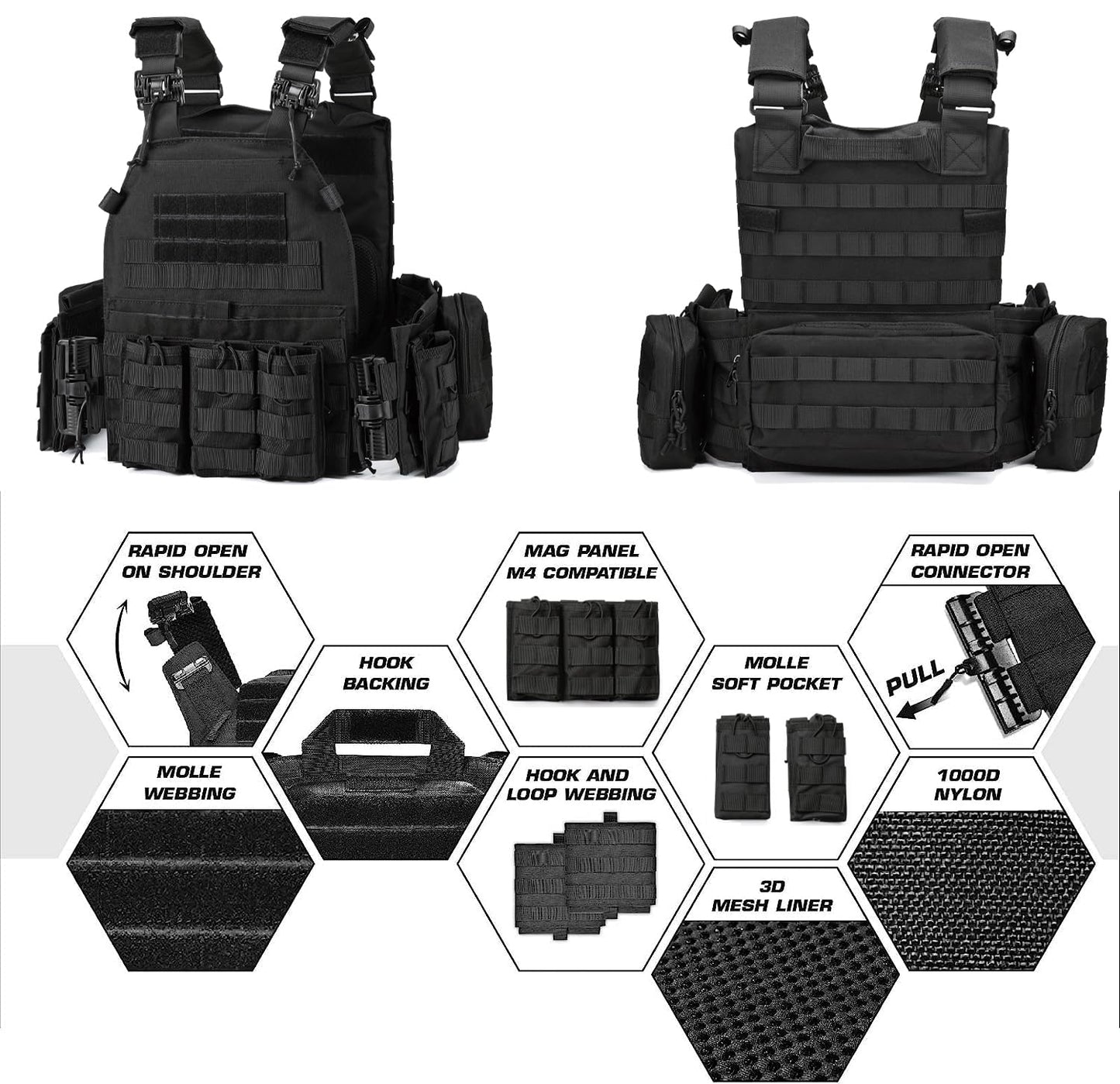 Bravery Tactical Military Vest – MOLLE Airsoft Quick Release Adjustable Modular Design for Men