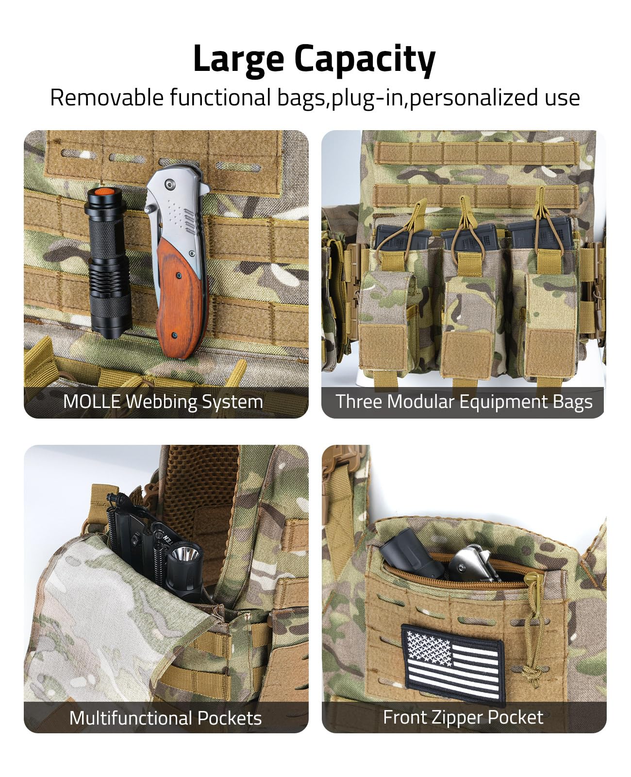 Bravery Tactical Vest – Quick Release Adjustable Weighted Vest for Outdoor Use Breathable & Modular Design