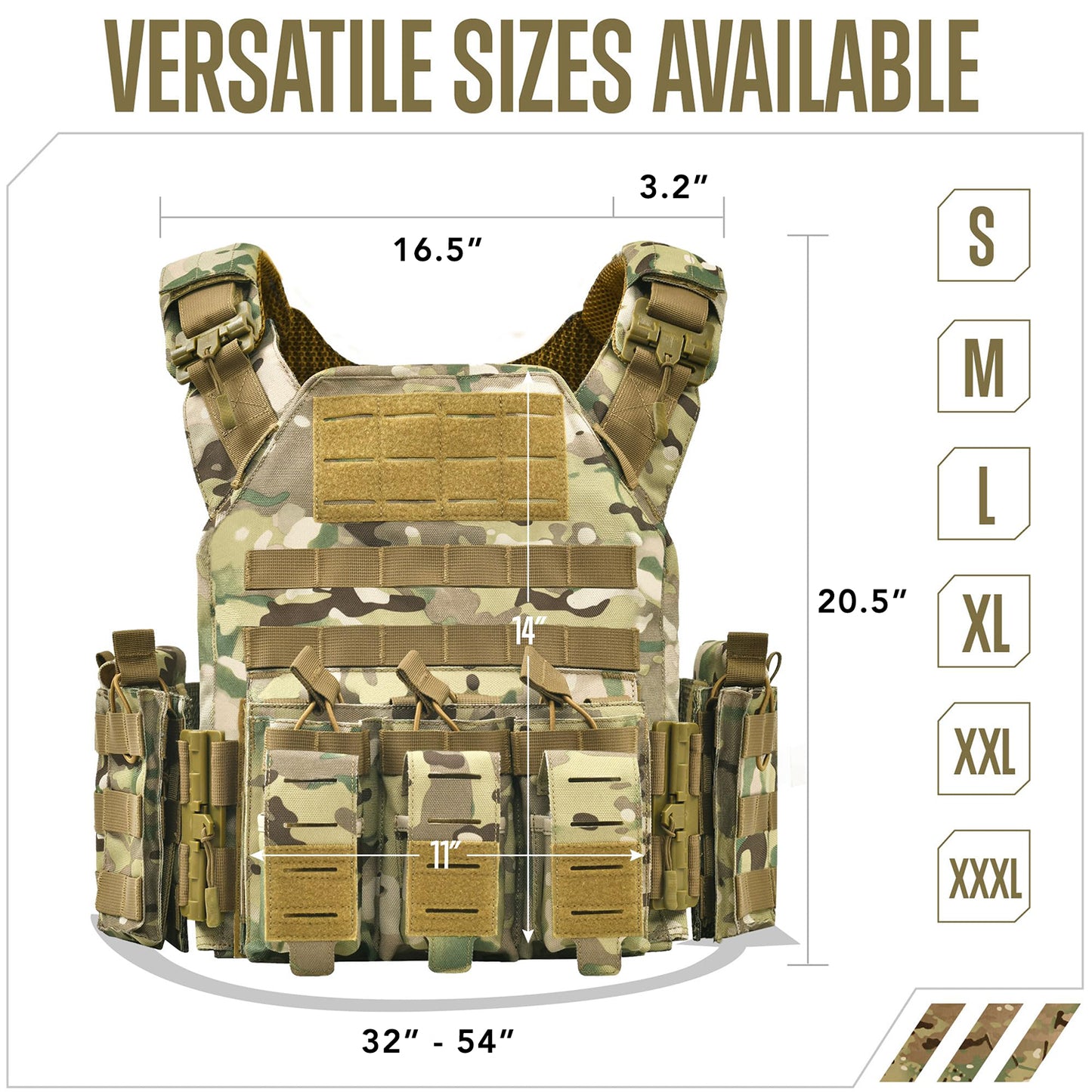 Bravery Tactical Vest - Quick Release Camo for Men Outdoor Training Hunting & Gaming