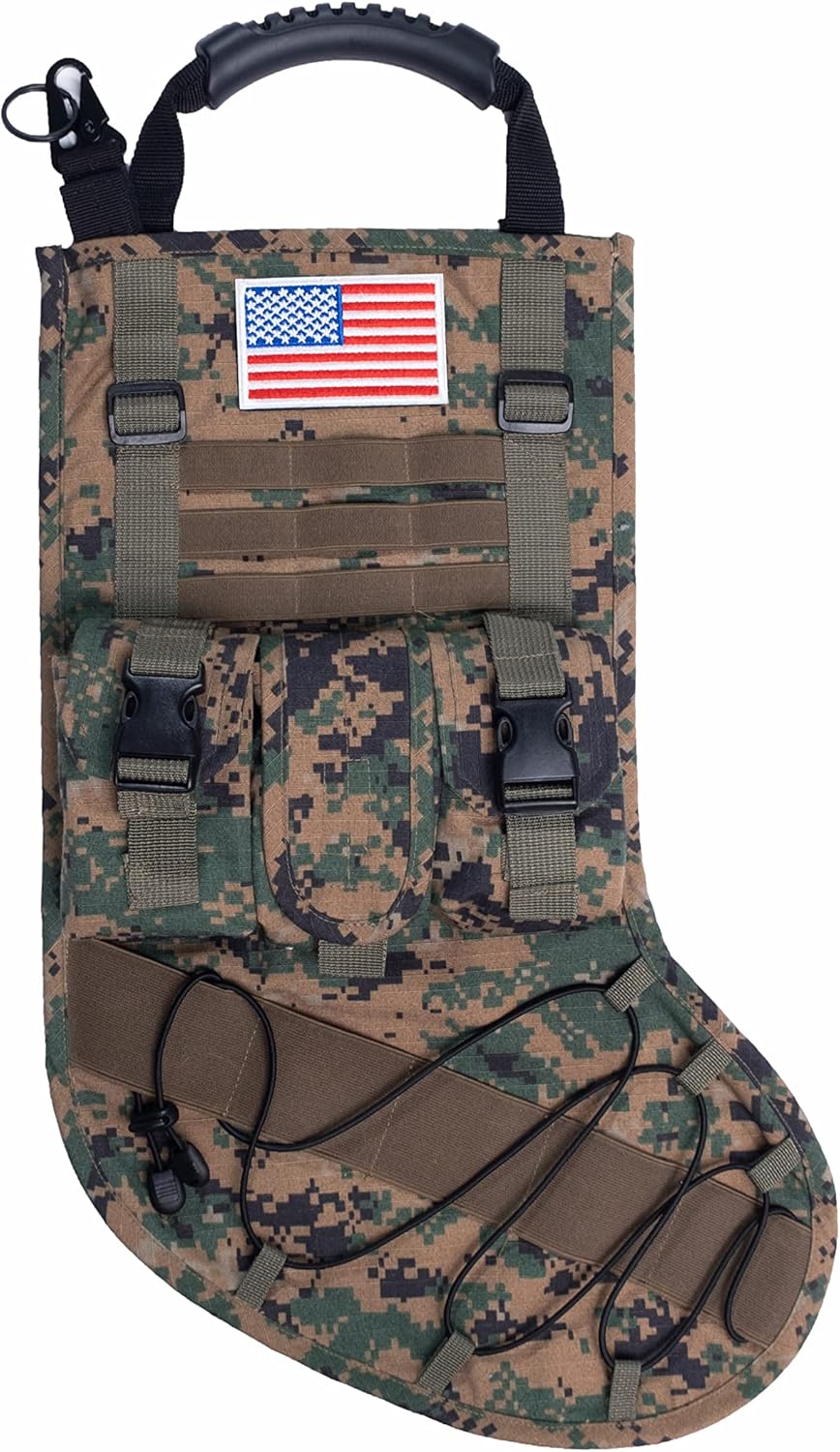 New Tactical Christmas Stockings US Military with MOLLE Gear Webbing Durable Christmas Ornament