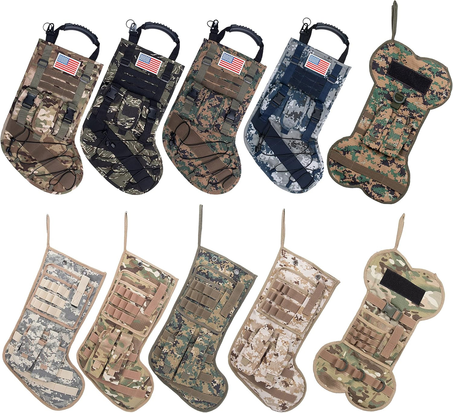 New Tactical Christmas Stockings US Military with MOLLE Gear Webbing Durable Christmas Ornament