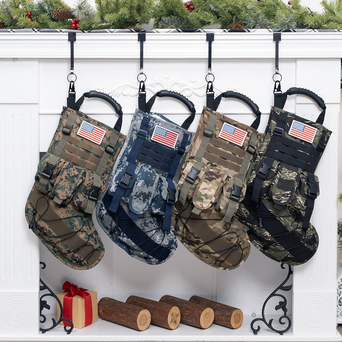New Tactical Christmas Stockings US Military with MOLLE Gear Webbing Durable Christmas Ornament