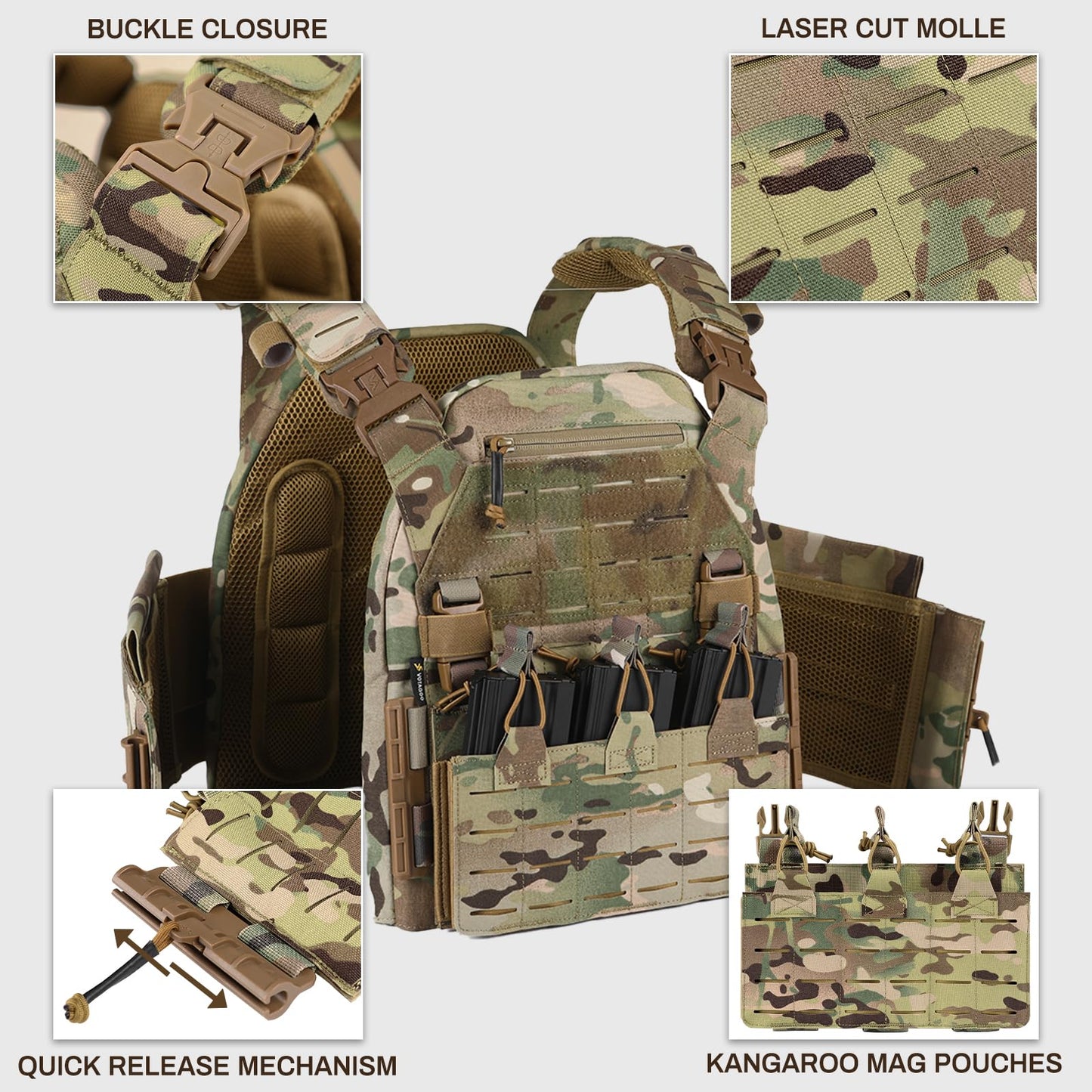 Bravery Tactical Vest - Quick Release Adjustable Airsoft Vest Lightweight Breathable Weighted Design