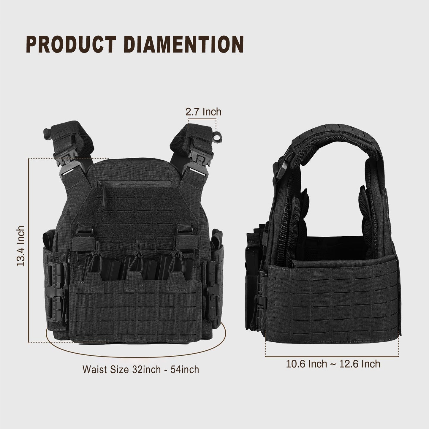 Bravery Tactical Vest - Quick Release Adjustable Airsoft Vest Lightweight Breathable Weighted Design