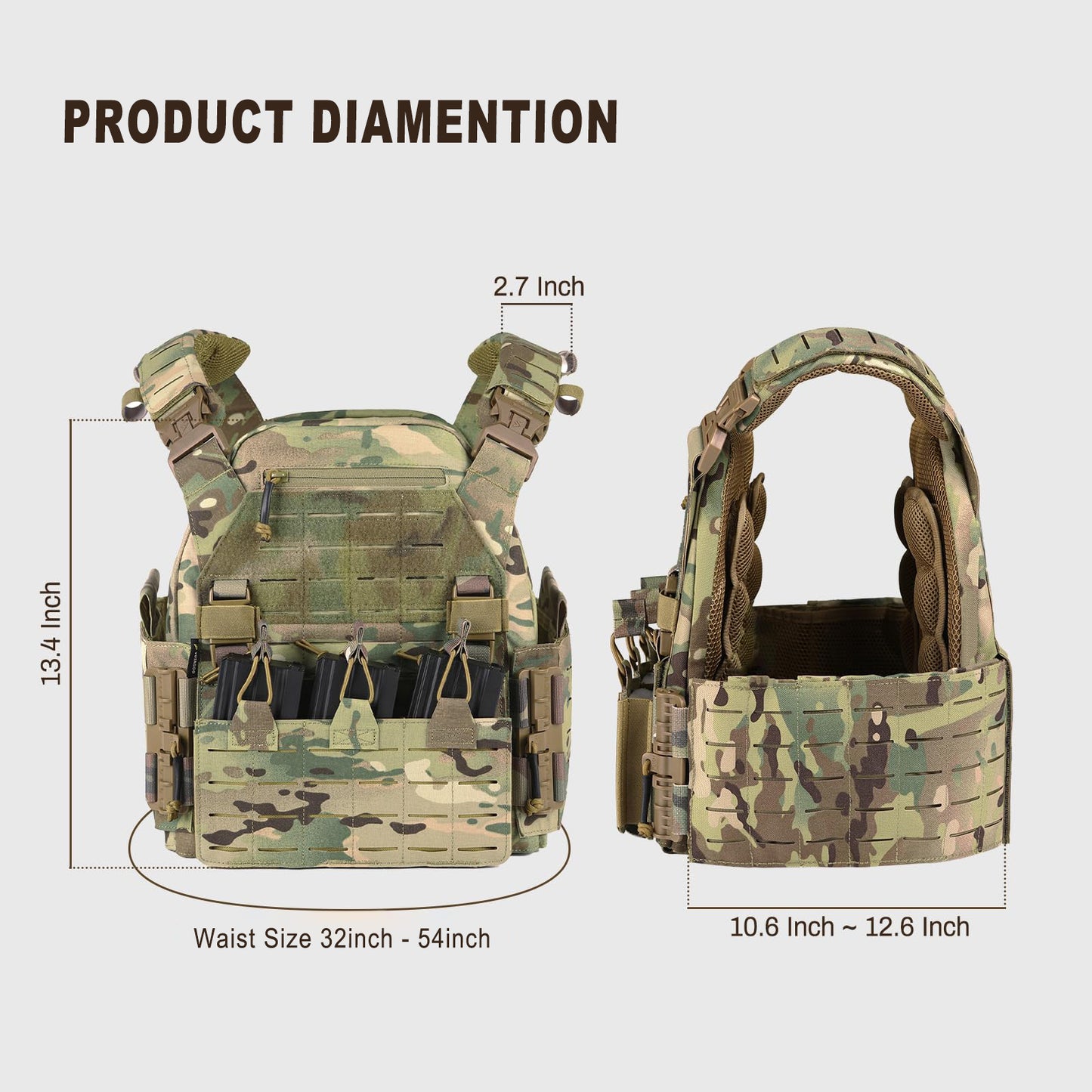 Bravery Tactical Vest - Quick Release Adjustable Airsoft Vest Lightweight Breathable Weighted Design