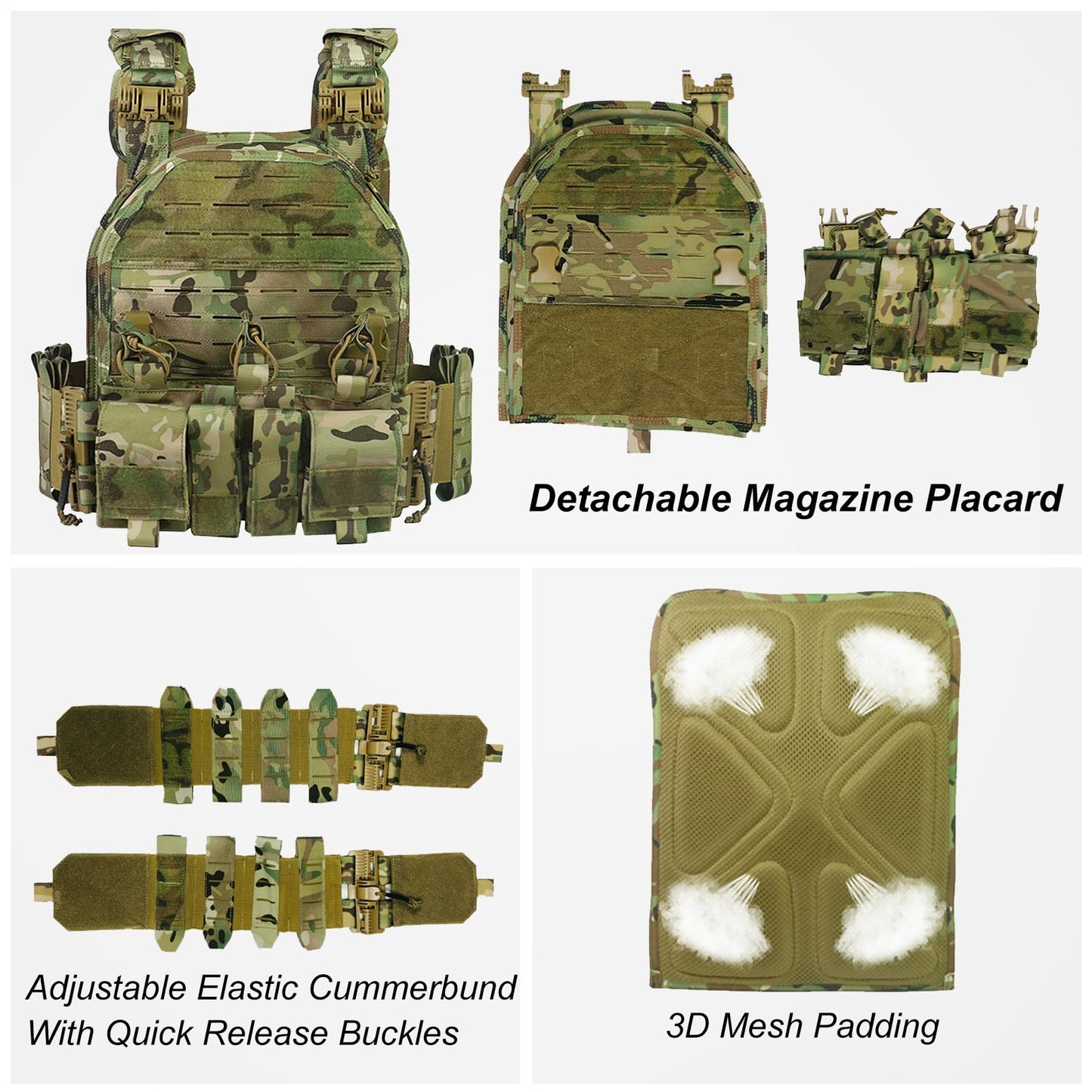 Bravery Tactical Vest - Lightweight MOLLE Quick Release with Magazine Placard